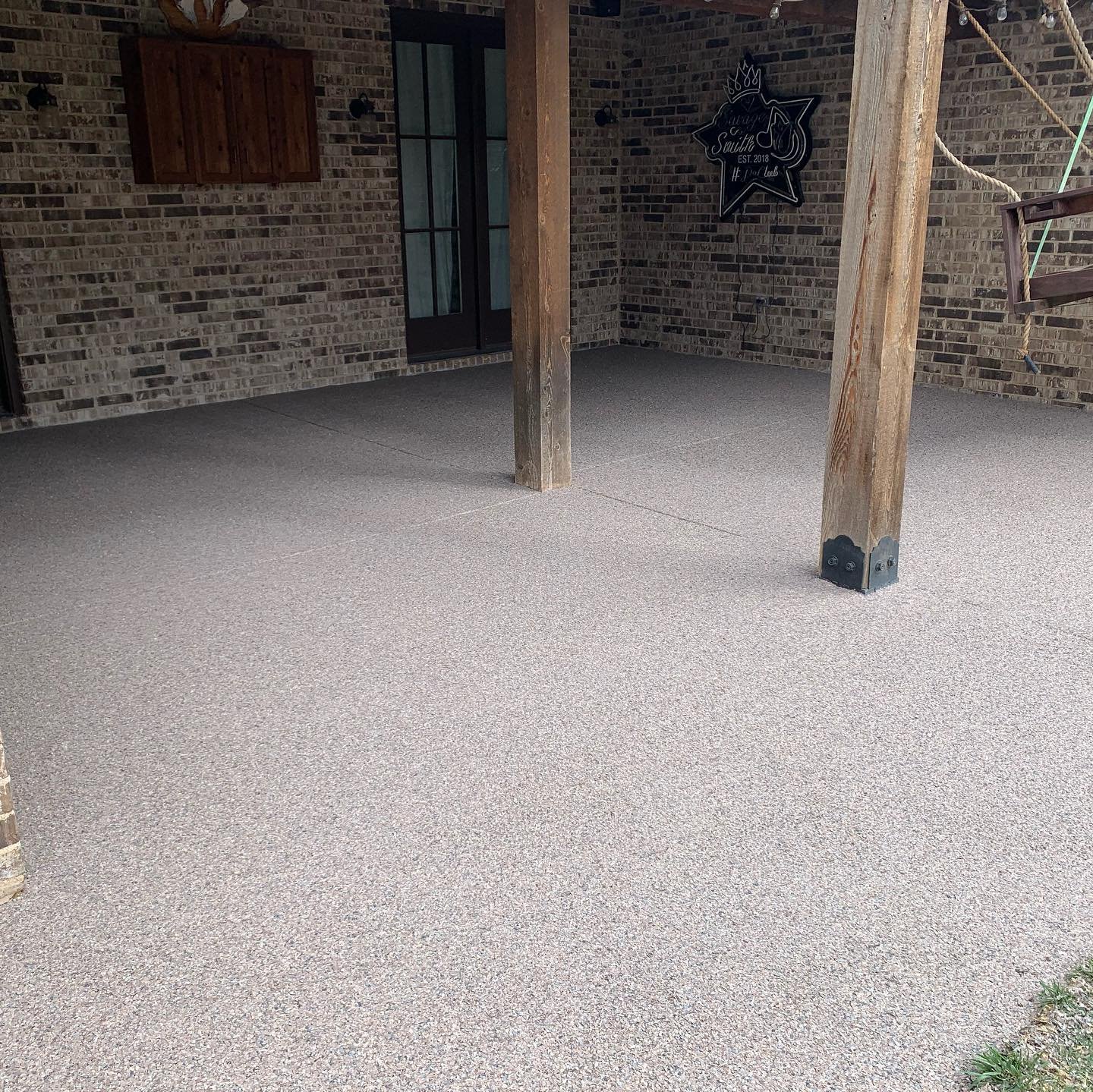 Epoxy flake garage and patio Lubbock, TX.
